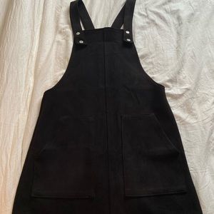 Velvet black overall mini dress